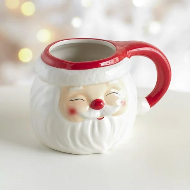 Vintage Style Holiday 12 oz. Coffee Mug with Accent Handle - Santa - Walmart.com | Walmart (US)