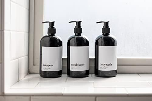 Black Refillable Shampoo Bottles for Shower, Set of 3 Bottles Shampoo Conditioner Body Wash Dispe... | Amazon (US)