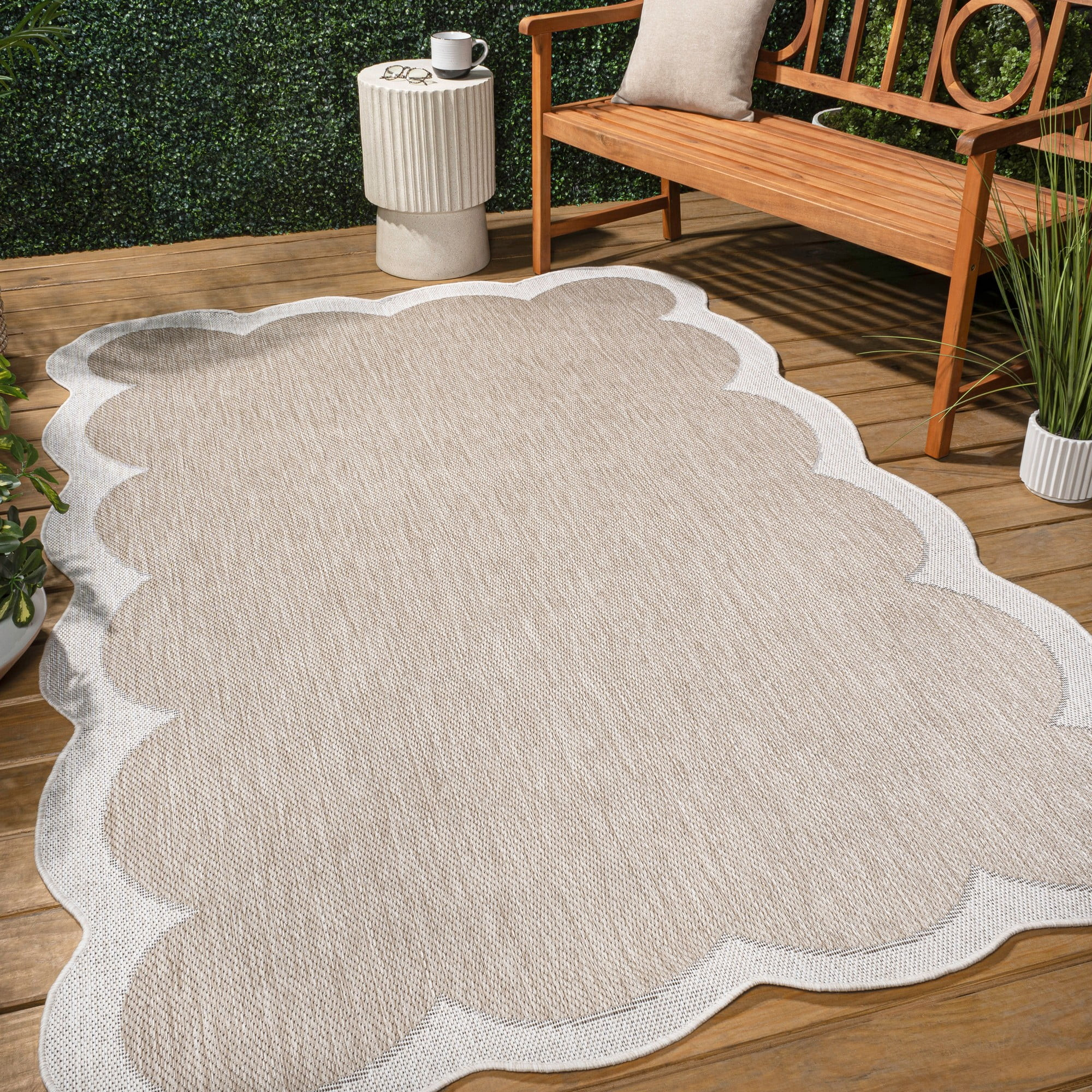 JONATHAN Y SHP103A-4 Alice Classic Cottage Two-Tone Scalloped Beige/Cream 4 ft. x 6 ft. Indoor/Ou... | Walmart (US)