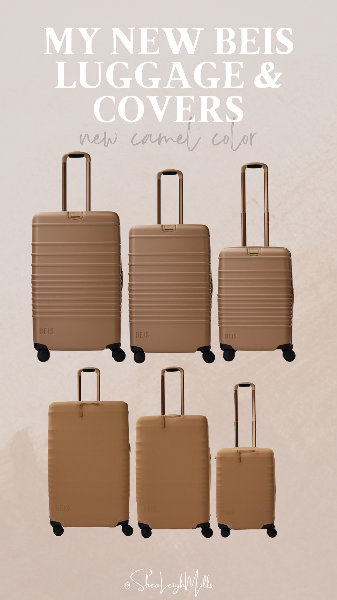 Just got the new camel color BEIS luggage + covers and I’m obsessed! ✈️ 

Sleek, durable, and the perfect neutral for travel season. 

Linked all sizes—from carry-on to checked bags—and matching protective covers! 💼✨ 

#BEIS #LuggageGoals #CamelLuggage #TravelStyle #LTKTravel #BEISLuggage #NeutralAesthetic #AirportStyle








 

 