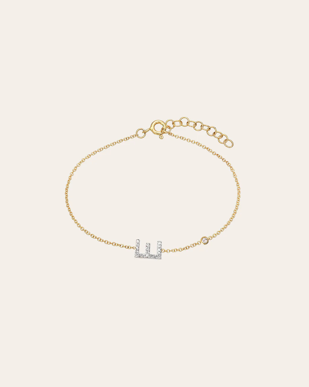 Diamond Initial & Bezel Bracelet | Zoe Lev Jewelry