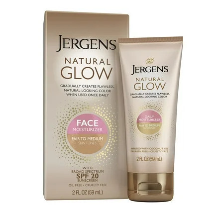 Jergens Natural Glow Face Moisturizer Fair to Medium, SPF 20 Self Tanner, Sunscreen, 2 oz | Walmart (US)