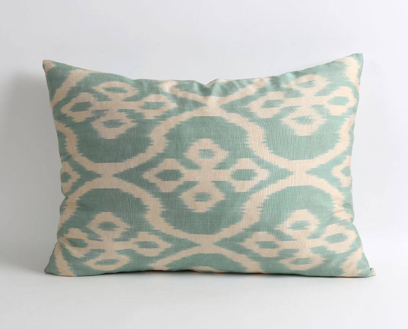 silk cushion cover silk ikat pillow mom gift sofa pillow tribal bohemian bedroom lake house decor... | Etsy (US)
