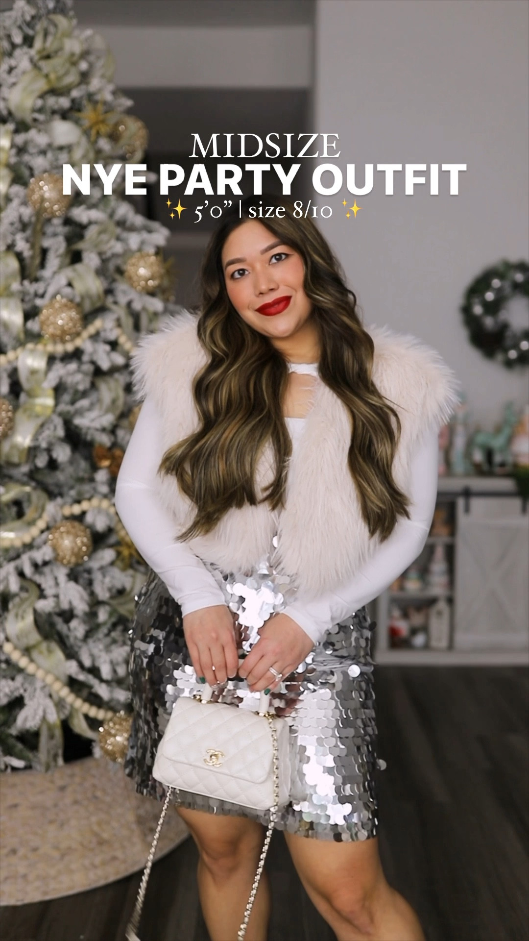 Sparkling through NYE in this little sequin skirt + faux fur vest before I spend the entire January basically living in cozy loungewear again. IYKYK ✨🙈

Amazon Shapewear Bodysuit - wearing small/medium thong
Knot Front Long Sleeve Amazon Bodysuit - wearing medium
Chic Elegance Ivory Faux Fur Vest - wearing large
Sequin A-Line Skirt - wearing size 8
Cakes silicone nipple covers - wearing OG honey
Organza Bow Suede Pumps - fits TTS

Ann Taylor outfit, new year’s outfit, new year’s eve outfit, nye outfit, holiday party outfit, midsize outfit, amazon bodysuit, size 8 influencer, size 10 influencer, midsize influencer, last minute holiday outfit inspo, bow heels, white iridescent Chanel mini coco handle

#LTKmidsize #LTKSeasonal #LTKfindsunder100