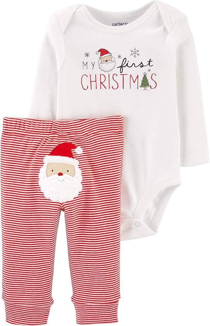 Carter's Winter Holiday 2-Piece Christmas My First Visit from Santa Bodysuit and Striped Pants wi... | Amazon (US)