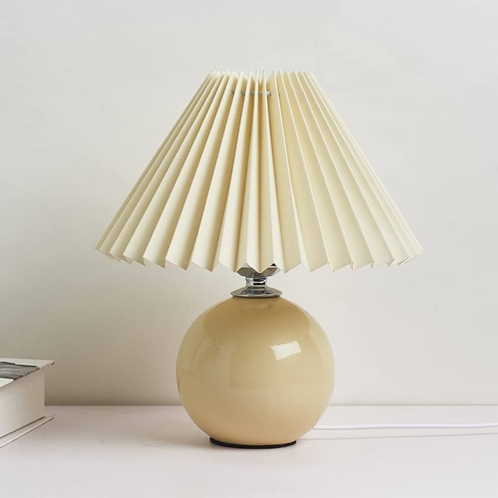 Meefad Cute Bedside Lamp, 1 Light Small Table Lamp with Pleated Fabric Shade, Ceramic Base, Girls... | Amazon (CA)