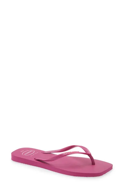 Havaianas Slim Square Logo Flip Flop in Rose Gum at Nordstrom, Size 41 | Nordstrom