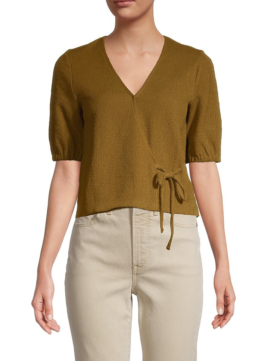 Madewell Women's Crinkle Cropped Wrap Top - Weathered - Size XS | Saks Fifth Avenue OFF 5TH