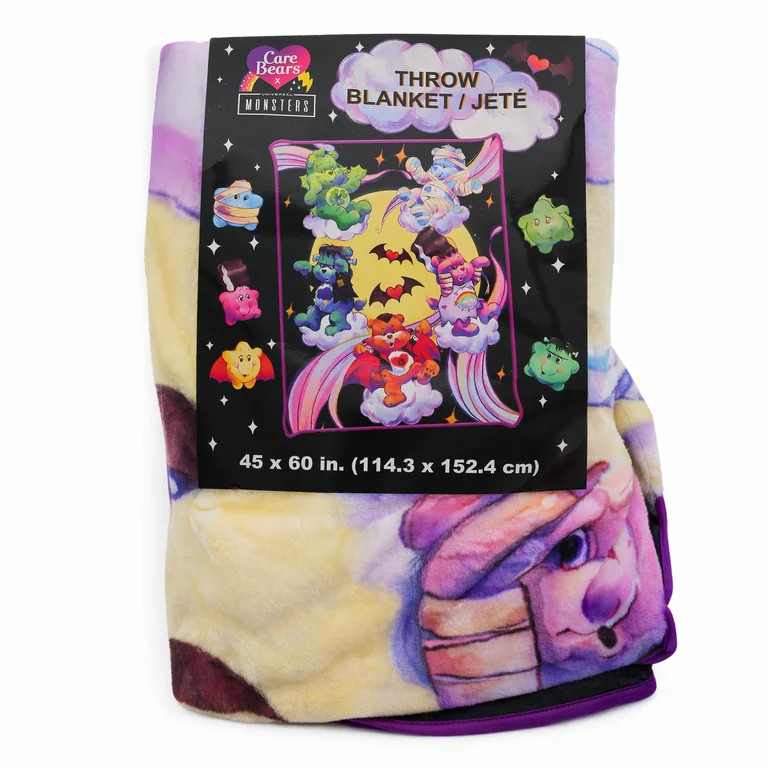 Care Bears and Universal Monsters Moon Scene Plush Fleece Throw Blanket 45" X 60" | Walmart (US)
