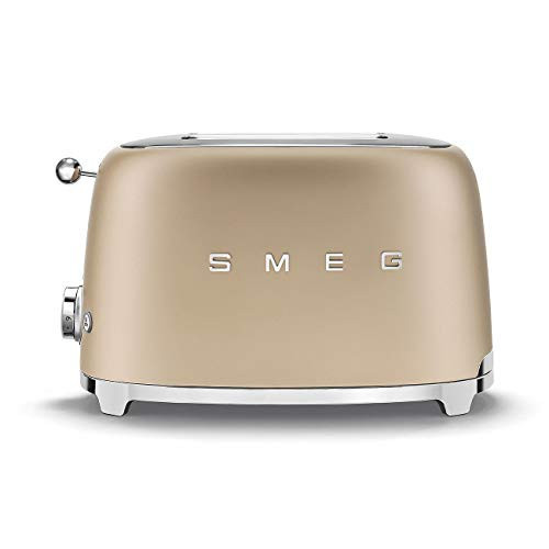 SMEG 2 Slice Toaster with 6 Presets and Defrost Function and Removable Crumb Tray TSF01CHMUS, Matte Champagne | Amazon (US)