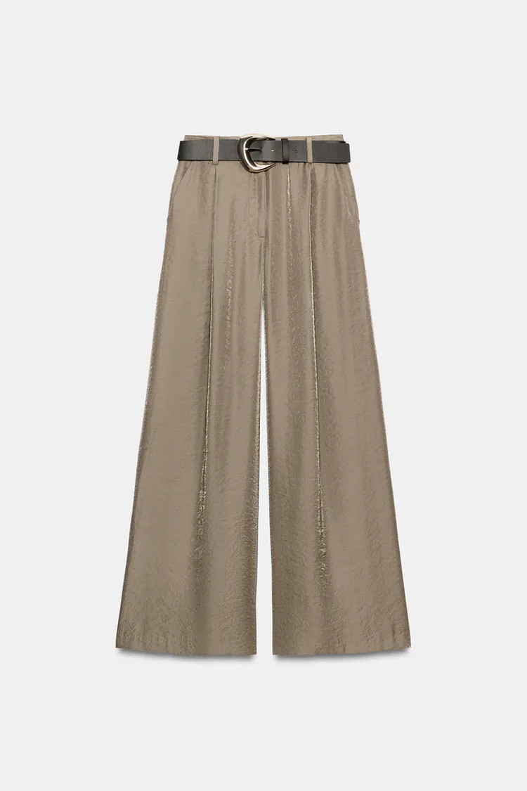 WEITE HOSE AUS SATIN MIT G\u00dcRTEL | Zara DE