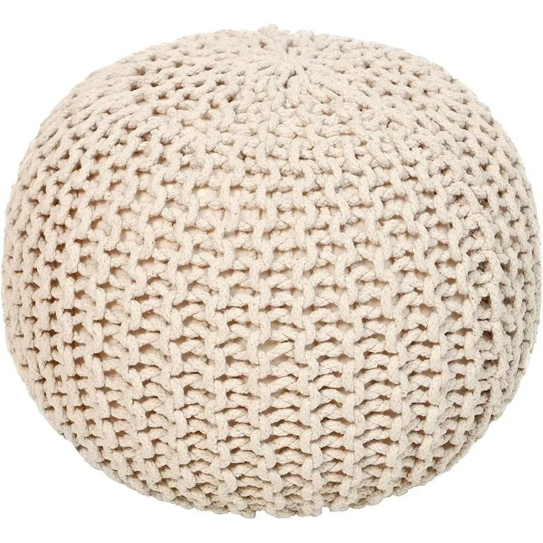 Bilot Round Pouf Ottoman-Cable Knitted Boho Poof, Home Décor Cord Pouffe Accent Chair Handmade C... | Walmart (US)