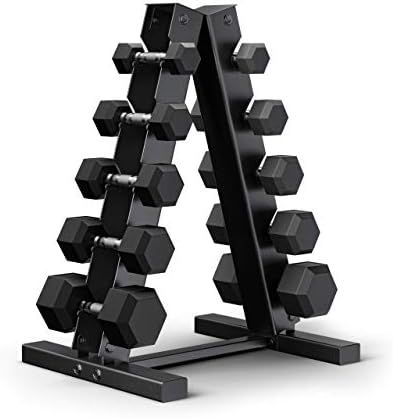 Epic Fitness 150-Pound Hex Dumbbell Set with Heavy Duty A-Frame Rack | Amazon (US)
