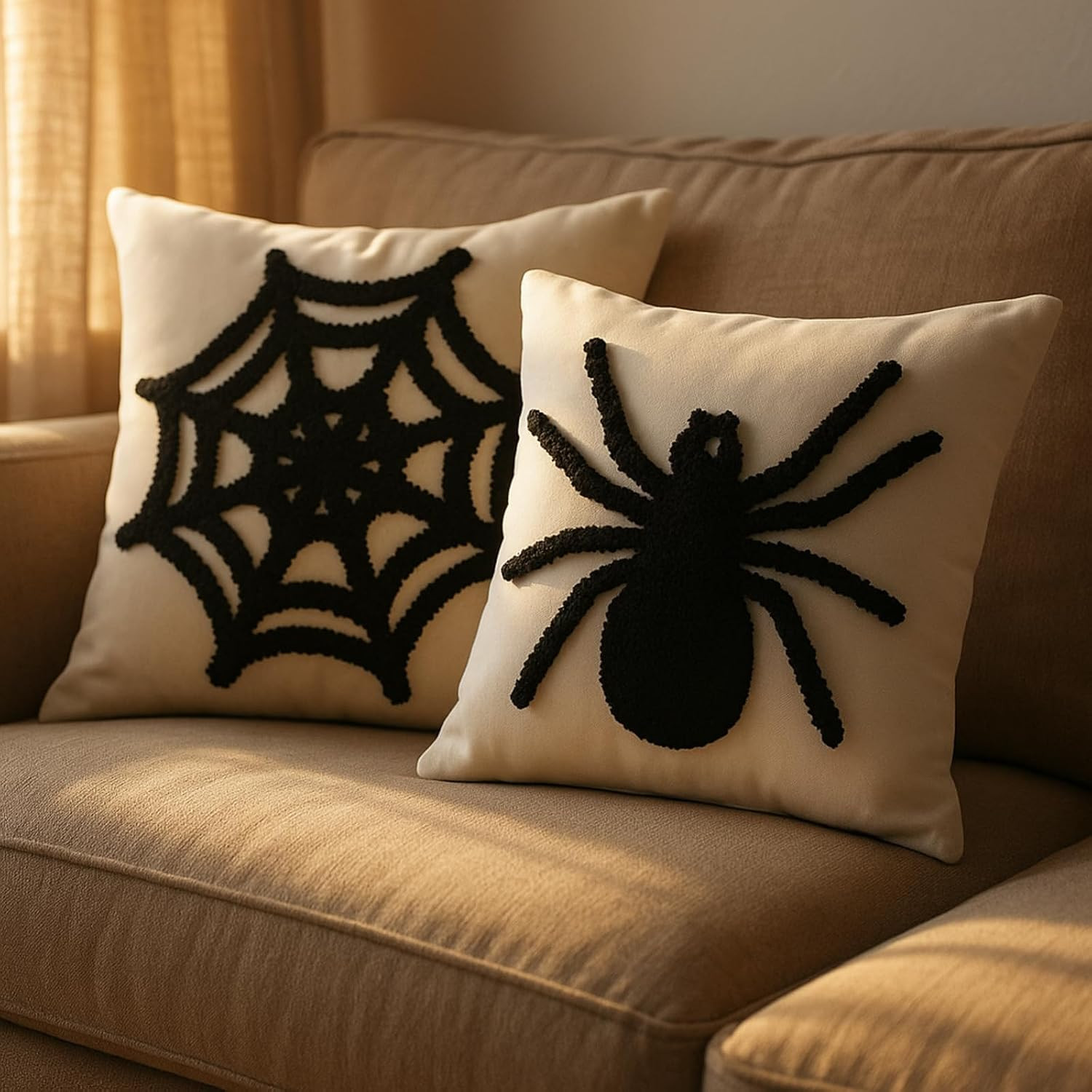 Mixweer 2 Pcs Halloween Pillow Covers 18 x 18 Inch Soft Flannel, Spider Web | Amazon (US)