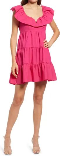 Karalyn Tiered Ruffle Cotton Blend Minidress | Nordstrom