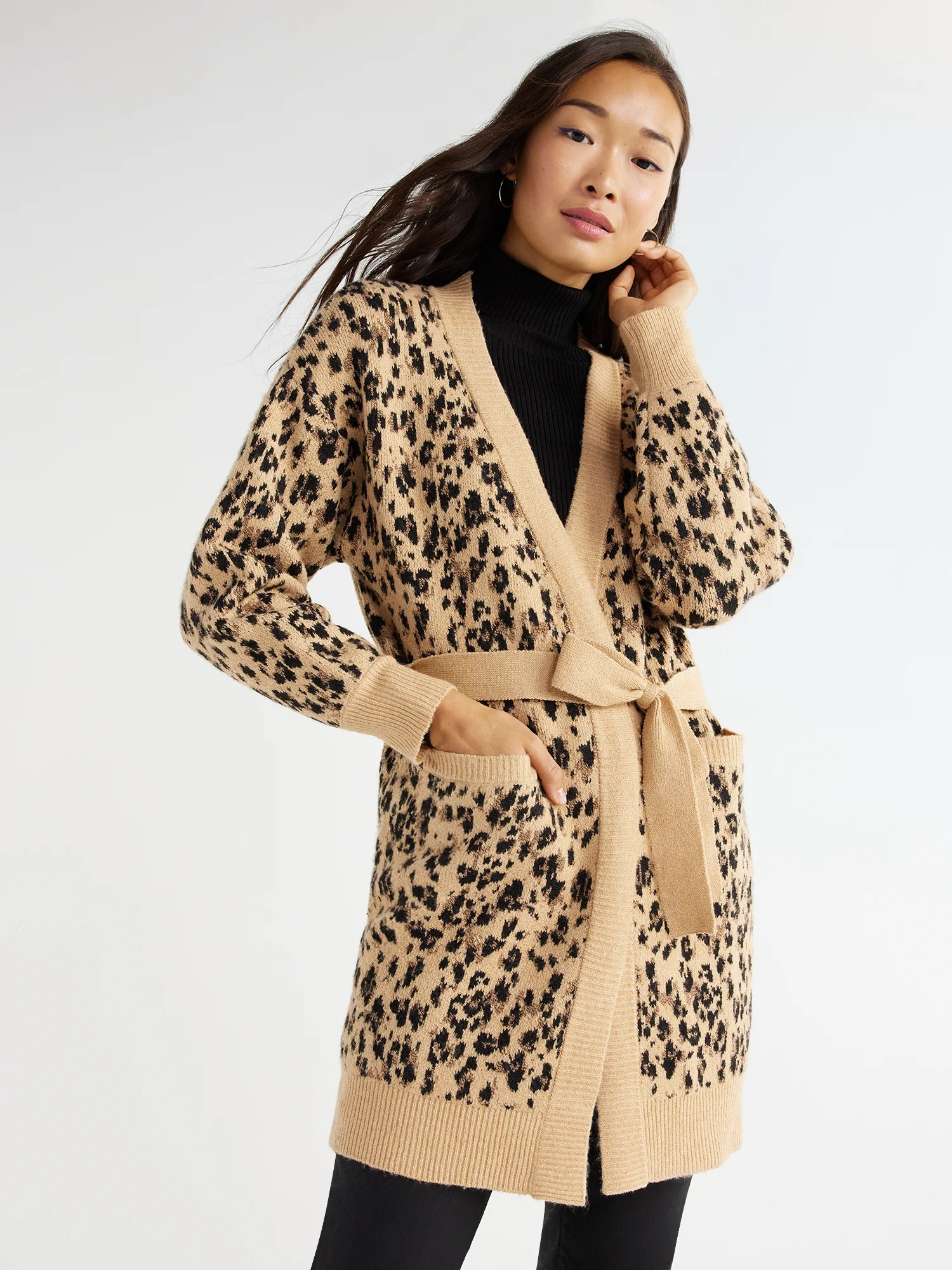 Time and Tru Women's Knit Coatigan with Belt, Sizes XS-XXXL - Walmart.com | Walmart (US)