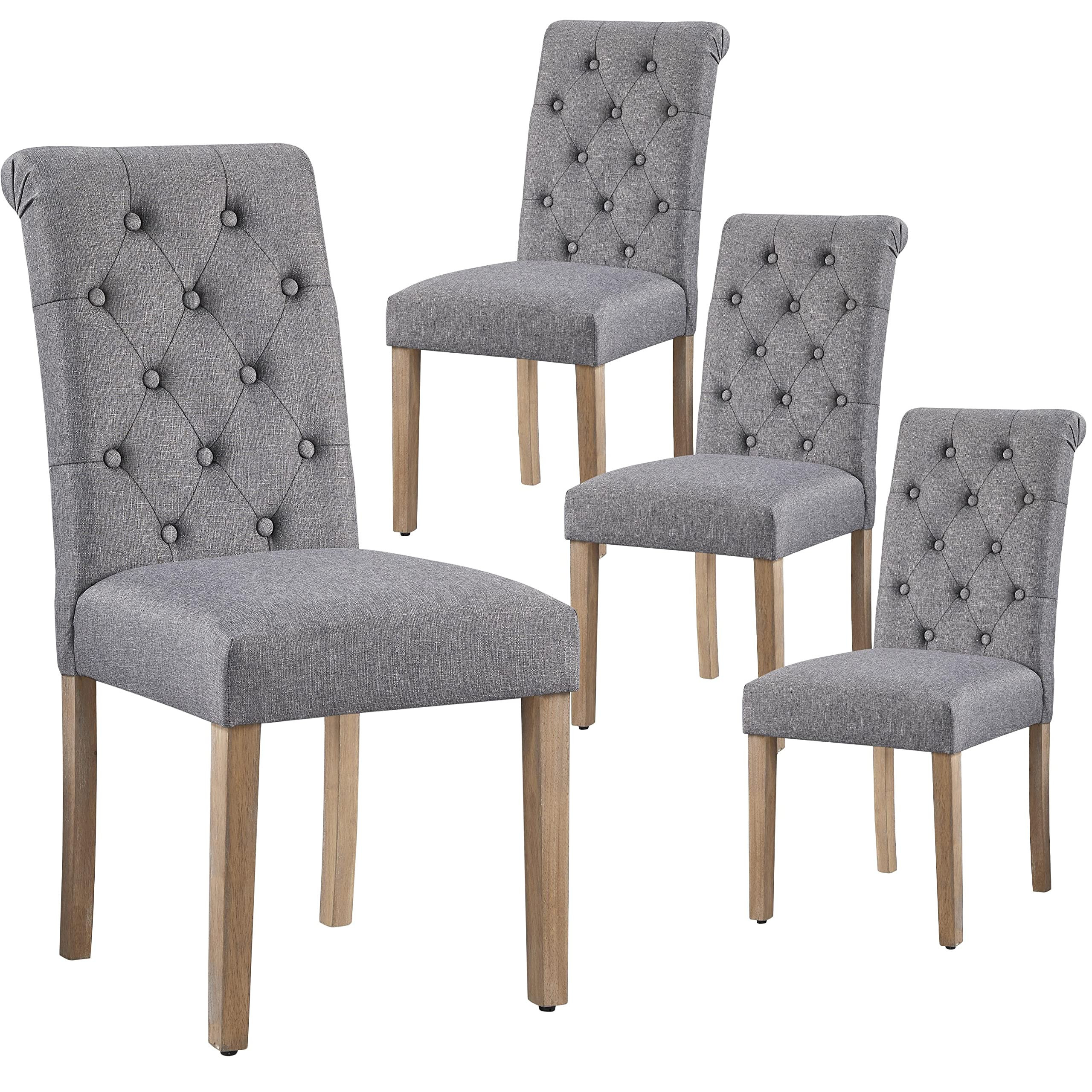 Yaheetech Dining Chairs Fabric Upholstered Dining Chairs Classic High Back Padded Chairs Button T... | Amazon (US)