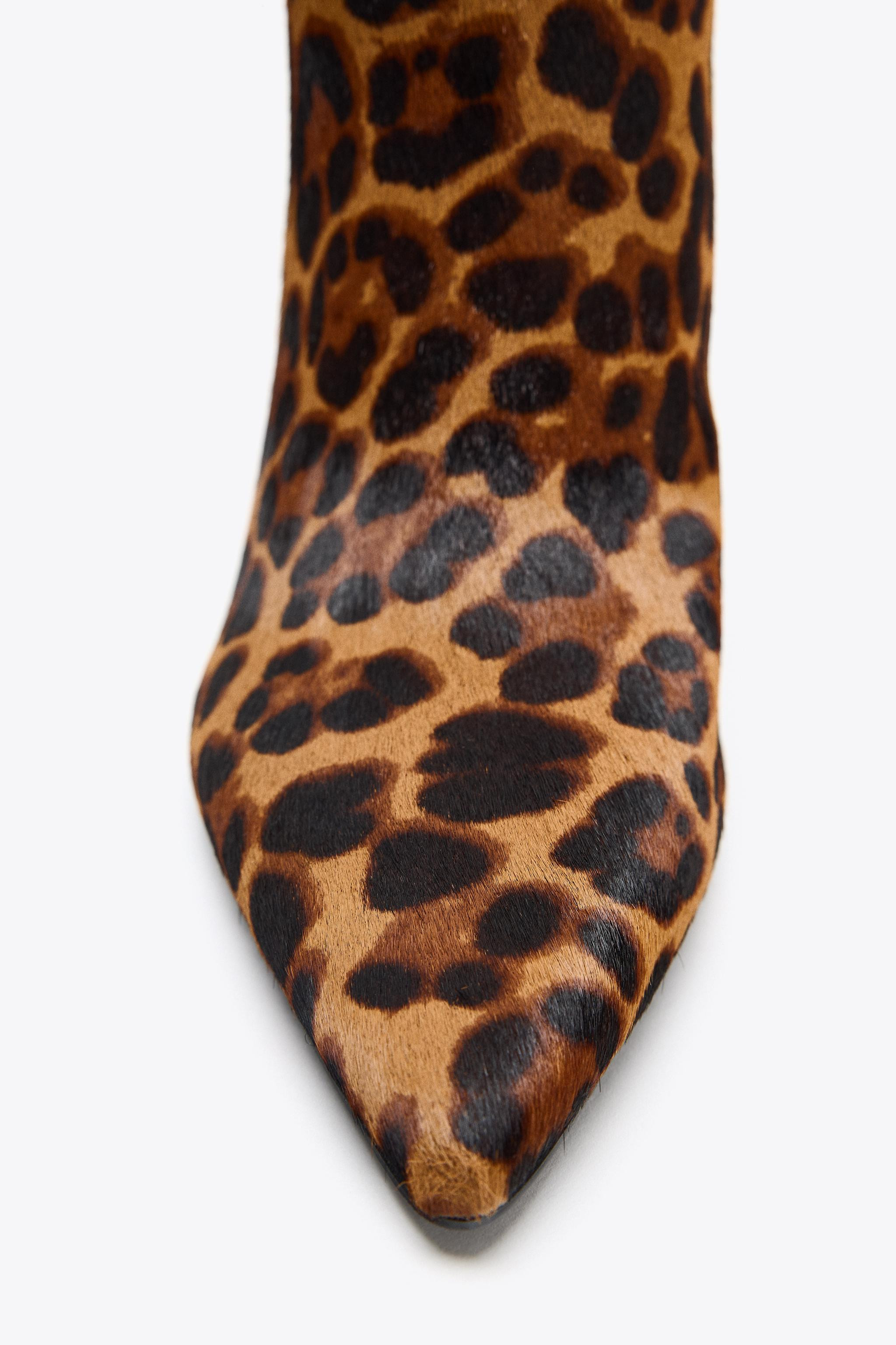 ANIMAL PRINT LEATHER BOOTS WITH FUR | Zara US