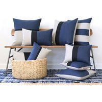 Blue Linen Pillow Cover Set Of 9 - Decorative Pillows Navy Blue, Black & Natural By Jillianrenedecor, Autumn Home Decor, Masculine | Etsy (US)