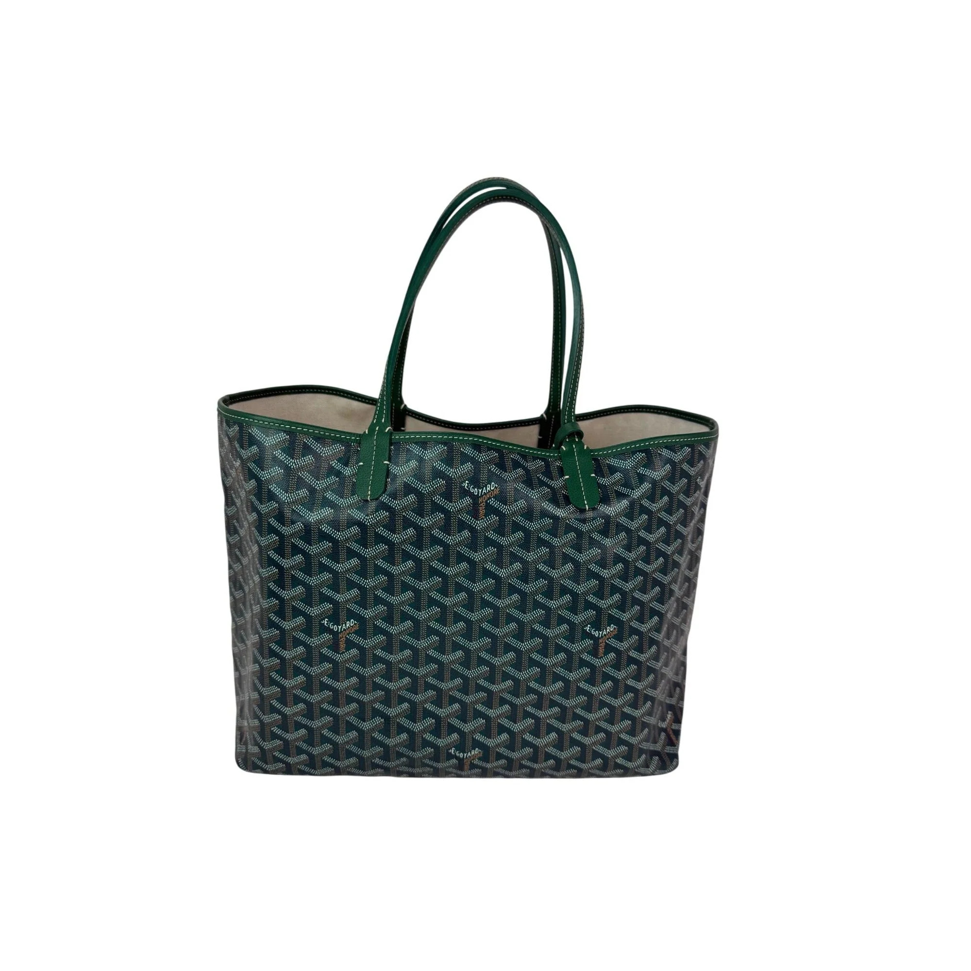 Goyard Saint Louis PM Goyardine Green Tote with Pouch | Shop Simon