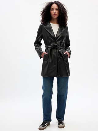 Vegan-Leather Trench Coat | Gap Factory