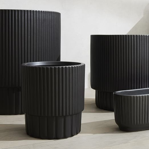 Fluted Ceramic Indoor/Outdoor Planters | West Elm (US)