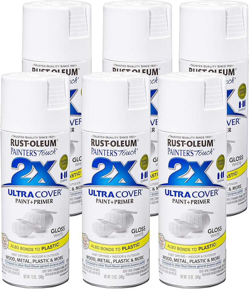 Rust-Oleum 249090-6PK Painter's Touch 2X Ultra Cover Spray Paint, 12 oz, Gloss White, 6 Pack | Amazon (US)