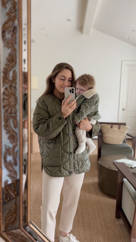 Green quilted puffer jacket 〰️ mine is from mango last season but linking similar styles. (Wearing a small) 

#LTKbaby #LTKFind #LTKfamily