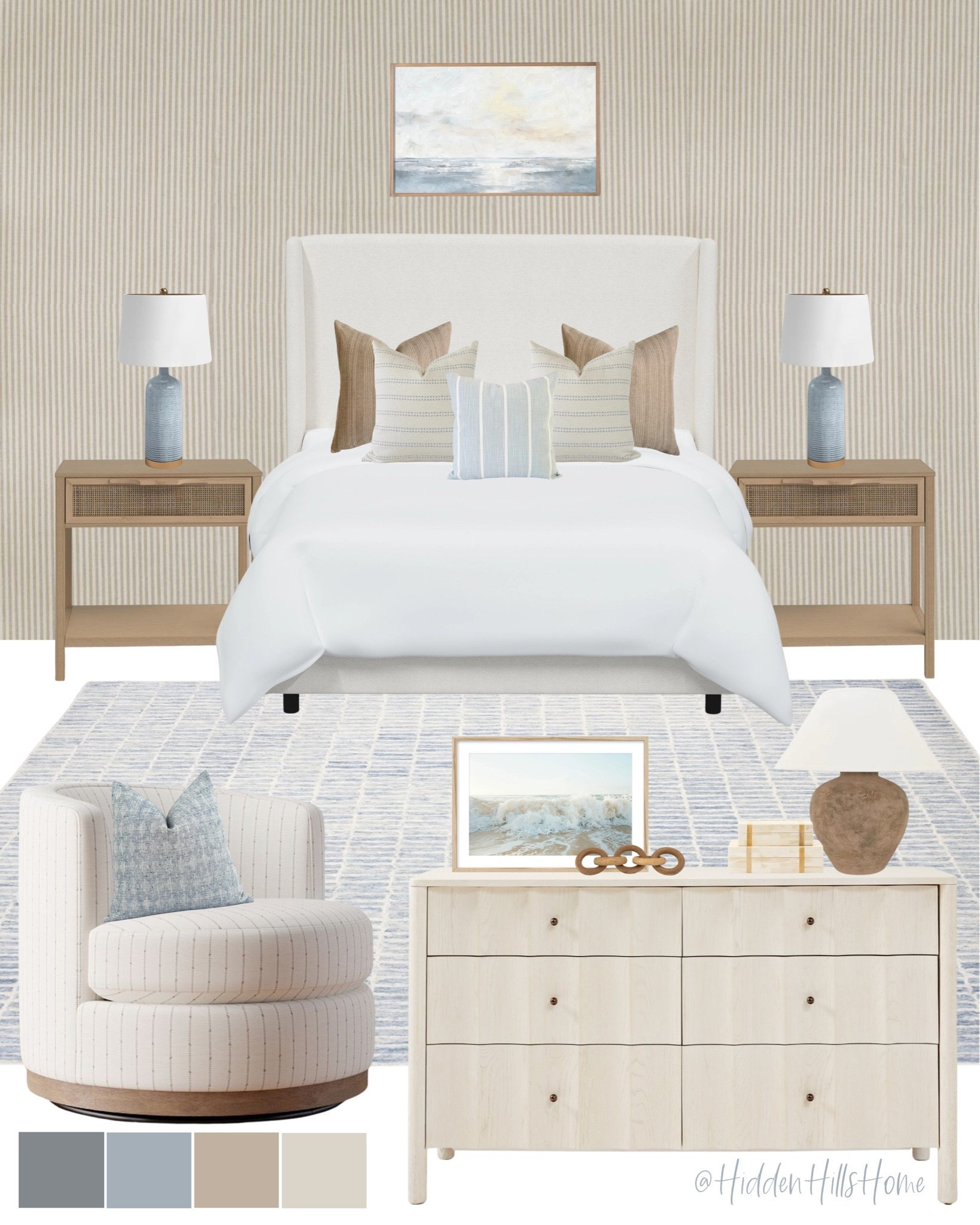 Coastal master bedroom mood board, primary bedroom design, beach house bedroom mood board inspo #coastal

#LTKHome #LTKSaleAlert #LTKSeasonal