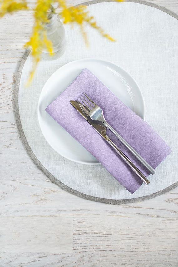 Lavender linen napkins cloth Dinner set of 2, 4, 6, 8, 10 violet napkins New home place setting W... | Etsy (US)