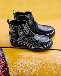 Girls Glitter Chelsea Boots - black | The Children's Place