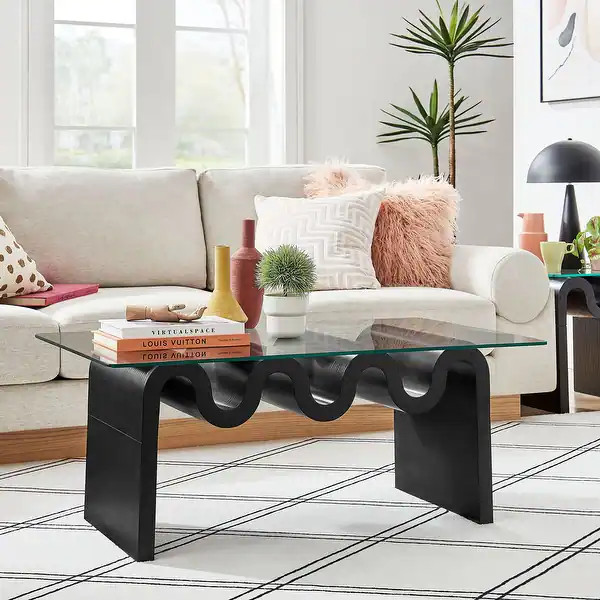 Ondine Glass Top Coffee Table - Black | Bed Bath & Beyond