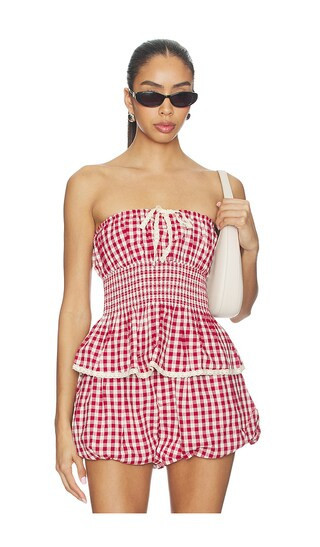 Maude Club Flora Top in Berry Gingham. Size M | Revolve Clothing (Global)