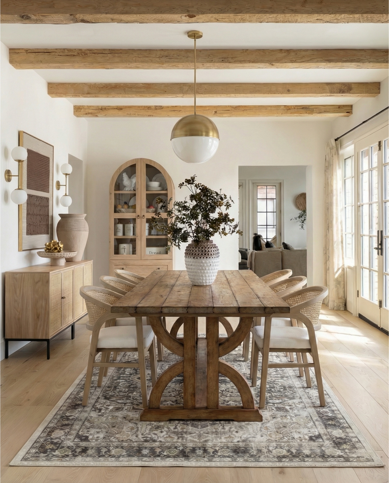 Dining Room Furniture
	•	Rustic solid wood dining table
	•	Natural oak cane dining chairs
	•	Light wood dining room cabinet
	•	Arched wood glass display cabinet
	•	Cane front sideboard cabinet

Lighting
	•	Brass globe pendant light
	•	Modern brass globe wall sconces
	•	Mid century globe wall light
	•	Frosted glass globe chandelier

Rugs
	•	Neutral vintage style area rug
	•	Beige distressed traditional rug
	•	Vintage runner rug neutral tones
	•	Neutral Persian style rug

Decor
	•	Large ceramic textured vase
	•	Neutral ceramic decorative vase
	•	Faux olive branch stems
	•	Dried neutral floral stems
	•	Decorative terracotta  bowl centerpiece
	•	Neutral table centerpiece bowl

Wall Decor
	•	Vintage floral framed wall art
	•	Traditional floral oil painting
	•	Gold frame vintage art print
	•	Neutral vintage botanical wall art

Dining Table Styling
	•	Rustic wood dough bowl
	•	Decorative brass tray centerpiece
cabinet
Kitchen / Coffee Bar Decor
	•	Glass coffee mugs

	•	Neutral ceramic pitcher vase
	•	Decorative 

#LTKSpringSale #LTKHome #LTKSaleAlert