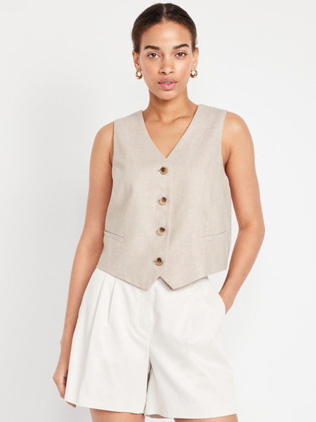 Linen-Blend Vest | Old Navy (US)