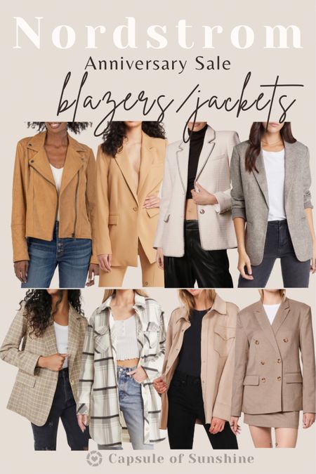 Nordstrom Anniversary Sale 2023 begins SOON!!! 

My top blazer & jacket picks from the sale. There’s a good mix of old and new from last year! 

Cardmember Early Access opens up to Icons on July 11, Ambassadors on July 12, Influencers on July 13, and everyone else on July 17. Be sure to check your account if you’re a cardholder to see what level you are and when you’ll gain access. 

Go ahead and SAVE this post so you can easily access it once the sale opens up to you! 

#nordstromanniversarysale #nsale #blazers #jackets #shacket #motojacket #freepeople #vincecamuto #wayf #aveclesfilles 

#LTKSeasonal #LTKsalealert #LTKxNSale