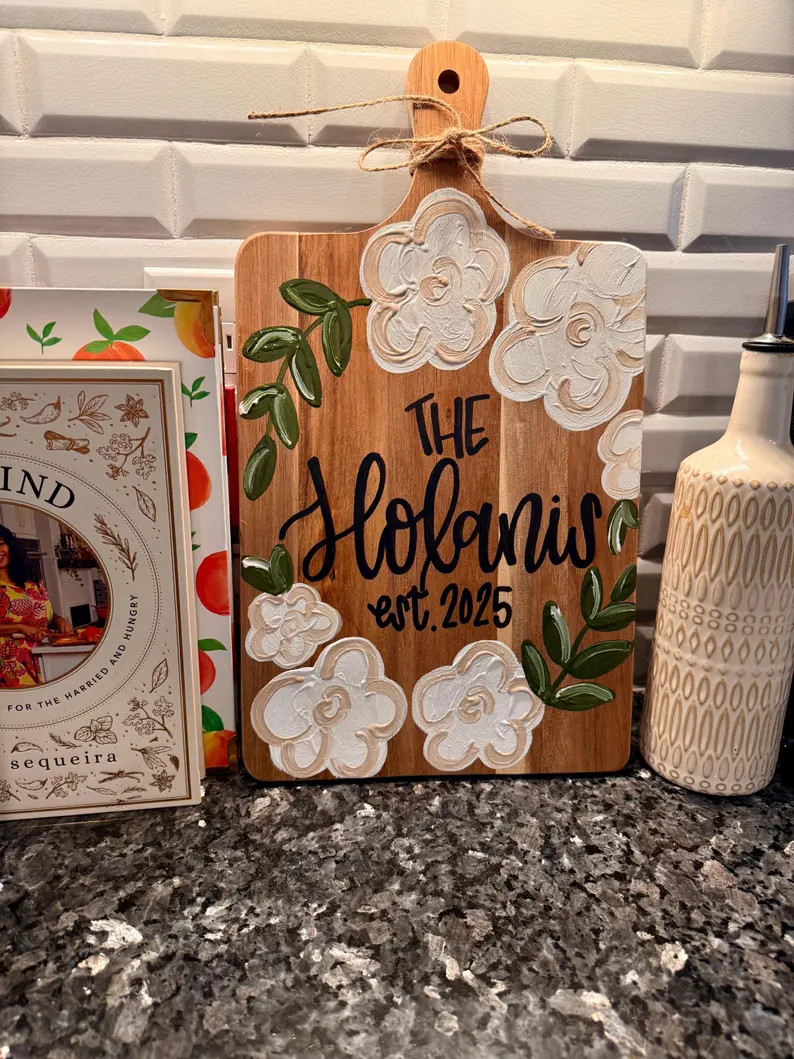 Custom Last Name Charcuterie Board: Hand-Painted Acacia Wood | Etsy (US)
