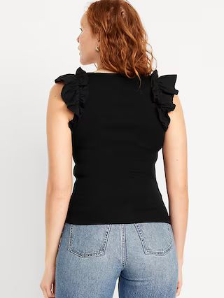 Ruffled Mixed Fabric Tank Top | Old Navy (US)