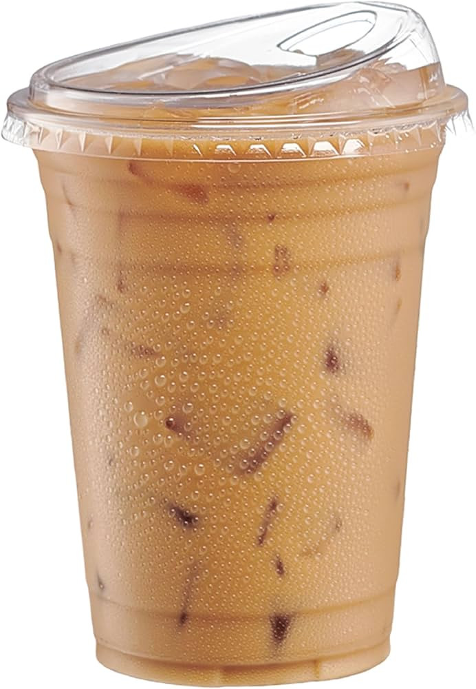 GUSTO Clear Plastic Cups with Lids [16 oz - 50 Count] - Disposable Iced Coffee Drink Cups with St... | Amazon (US)