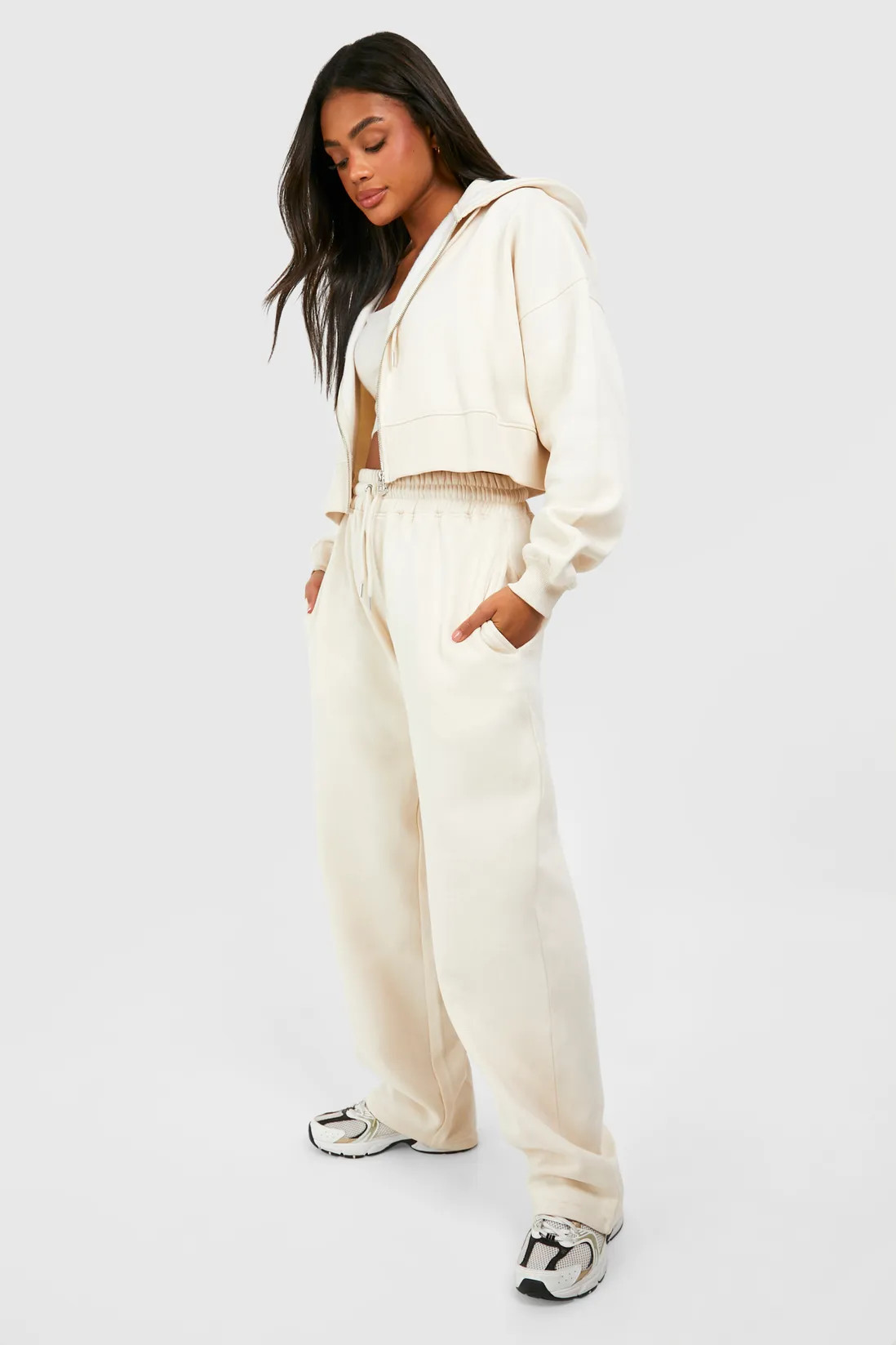Deep Hem Crop Top 3 Piece Hooded Tracksuit | boohoo (US & Canada)