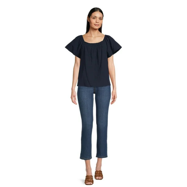 Time and Tru Women's Square Neck Top, Sizes XS-XXXL (Women's and Women's Plus) | Walmart (US)