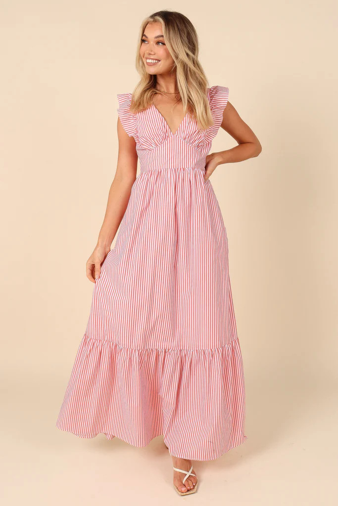 Tensley V Neck Maxi Dress - Red Stripe | Petal & Pup (US)