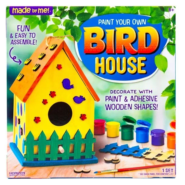 Made by Me Wooden Bird House Kit with 3D Wooden Embellishments - Walmart.com | Walmart (US)