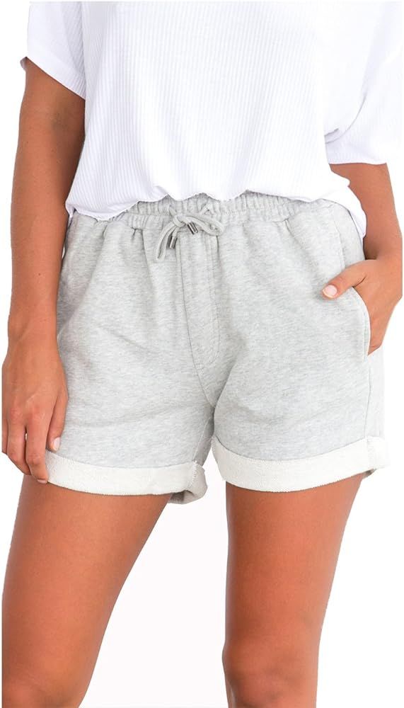 Famulily Women's Summer Beach Shorts Casual Comfy Pajama Shorts with Drawstring | Amazon (US)