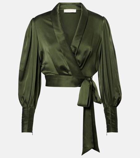 Silk satin wrap top | Mytheresa (US/CA)