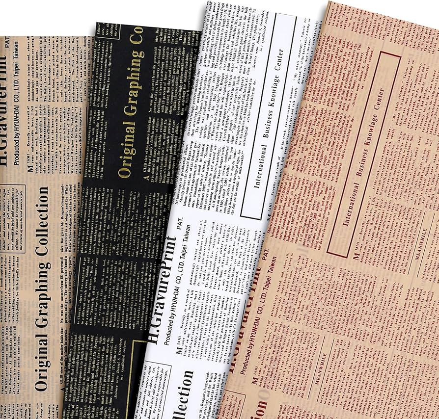 Whaline 90 Sheet Vintage Newspaper Tissue Paper Retro Old Newsprint Gift Wrapping Paper 13.7 x 19... | Amazon (US)