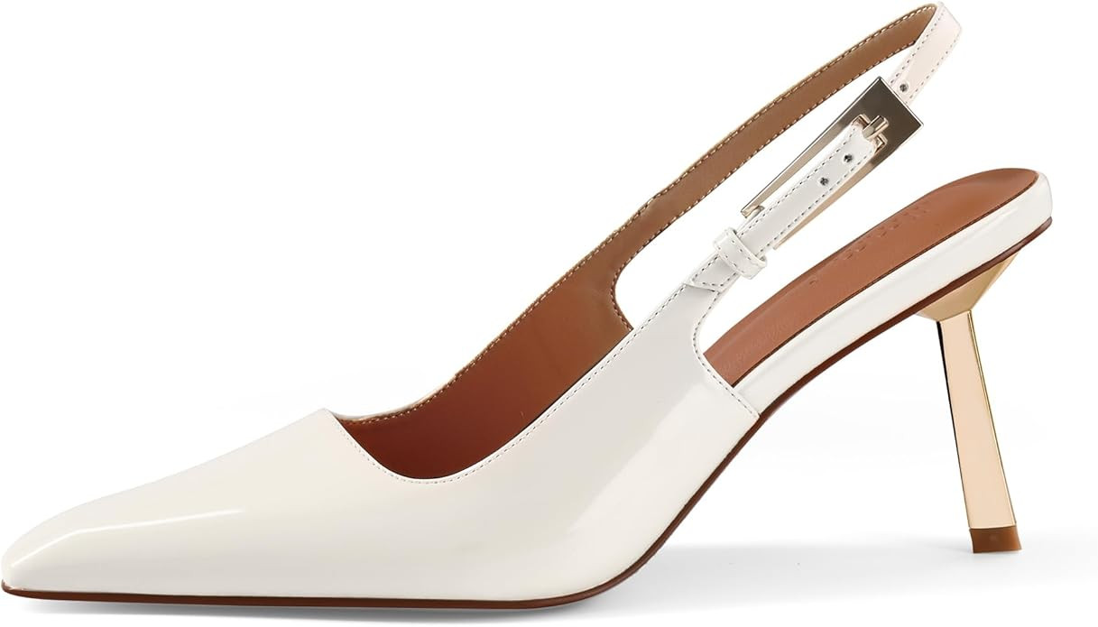 iiimmu Slingback Heels for Women 3.5 in / 4 in Kitten Heel Closed Toe Pumps Dress Shoes | Amazon (US)