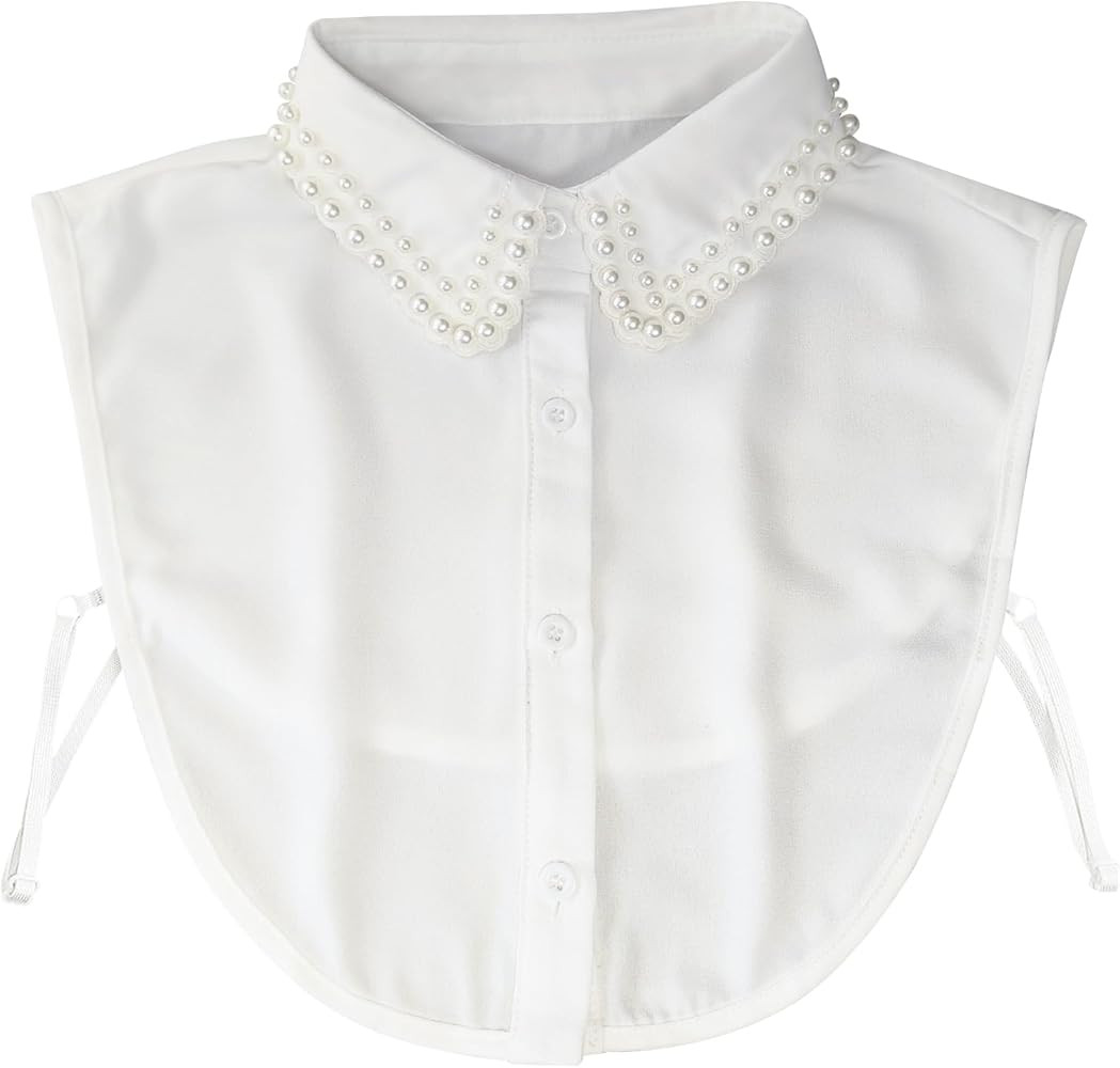 Shinywear Pearl Fake Collars Detachable Dickey Collar Blouse Half Shirt Crystal Peter Pan Faux Fa... | Amazon (US)