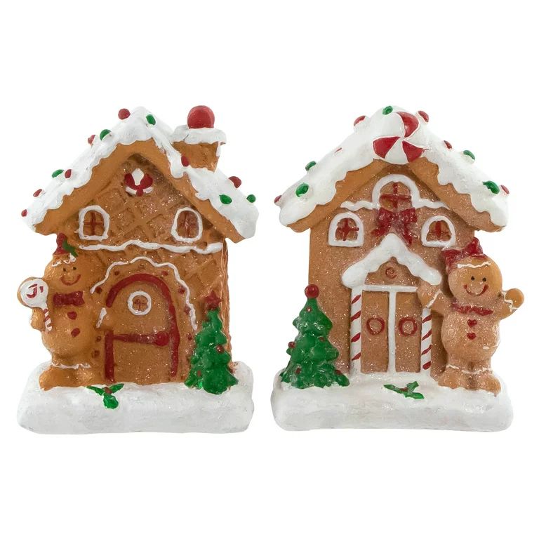 Northlight Set of 2 Gingerbread Houses With Gingerbread Boy and Girl Christmas Decoration 5" | Walmart (US)