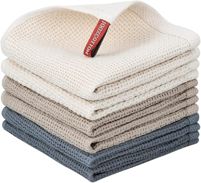 Nialnant 6 Pack Kitchen Towels and Dishcloths Sets,100% Cotton Soft Absorbent Quick Drying Dish T... | Amazon (US)